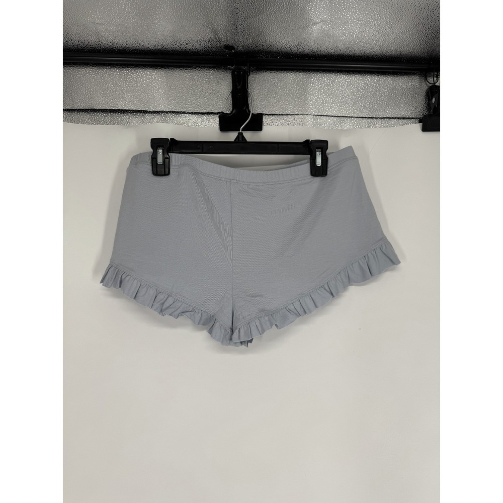 SKIMS Jersey Sleep Pajama Mini Shorts Womens Medium Zen Blue Ruffled Trim Lounge - Picture 2 of 6